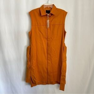 NWT C/MEO Collective Talk It Out Shirt Style Shift Dress in Caramel Orange sz L
